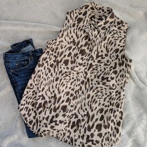 Banana Republic Animal Print Sleeveless Blouse